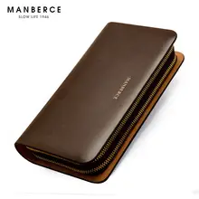 Известных брендов MANBERCE мужской кошелёк большая бумажник портмоне мужское натуральная кожа клатч сумки мужские бизнес повседневная мужские кошельки кошелек кожа мужской мода кашельки с бесплатной доставкой