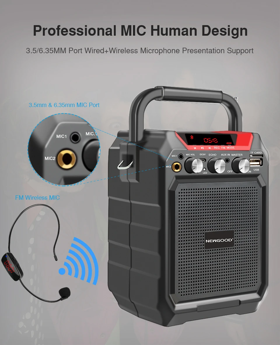 Bluetooth Speaker Subwoofer Heavy Bass Wireless Portable Speakers Boombox Sound Box Support FM radio TF USB Outdoor Speaker (2)