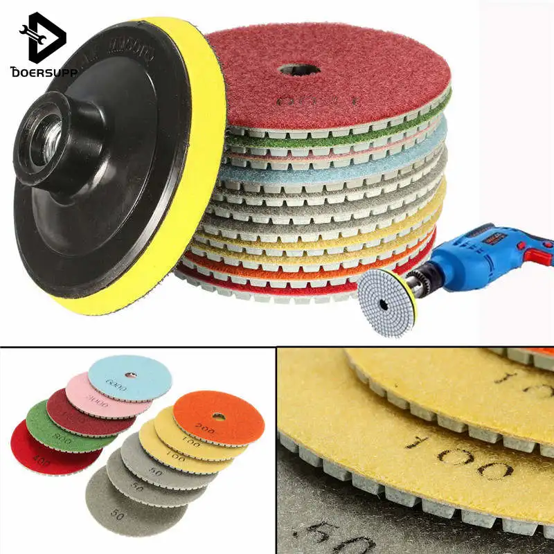 

12PCS/set 100mm 4 Inch Diamond Polishing Pads Wet Dry Set Kit Saw Discs For Granite Concrete Marble Polish