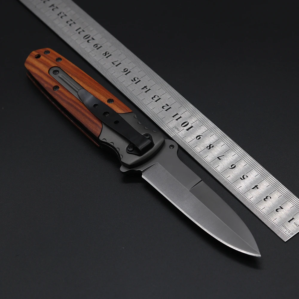 DA59 Folding Knife Tactical Knife 3CR13MOV Camping Hiking Essential Equipment Wild Rescue Survival Knife Wood+Aluminium Handle DA59 Folding Knife Tactical Knife 3CR13MOV Camping Hiking Essential Equipment Wild Rescue Survival Knife Wood+Aluminium Handle