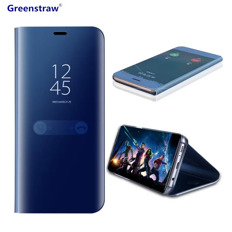 S9 чехол Роскошный прозрачный зеркальный флип для телефона с подставкой Galaxy Plus