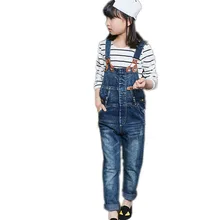 Детские джинсовые комбинезоны высококачественные джинсы на подтяжках для девочек, джинсовый комбинезон для девочек, модные детские штаны для девочек-подростков, E432