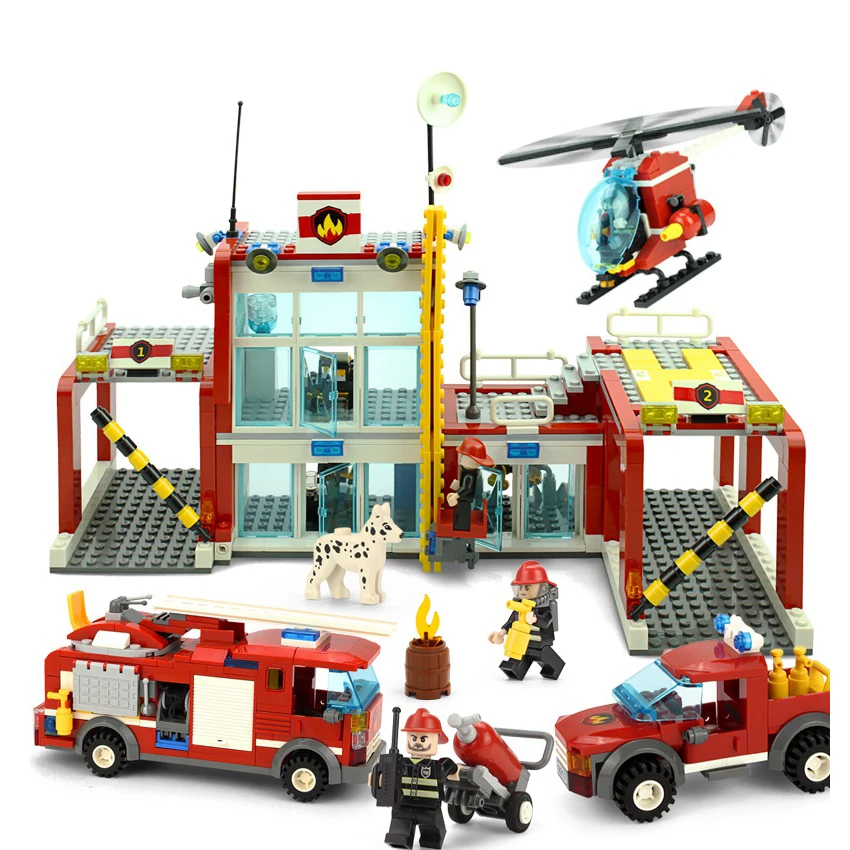 

GUDI The Fire Department Rescue With Vehicles Helicopter Action Building Block Sets Bricks 2017 Kids Educationaal Toys Gifts