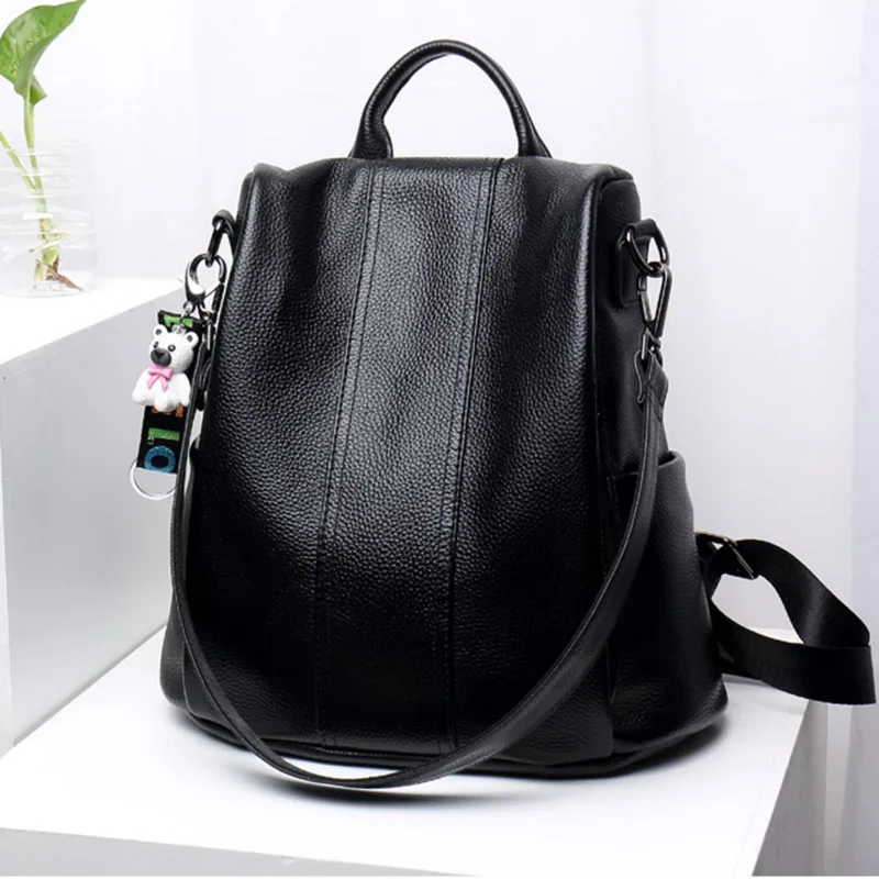 

Leather shoulder bag female 2018 new Korean version of the wild top layer leather backpack soft leather ladies casual bag