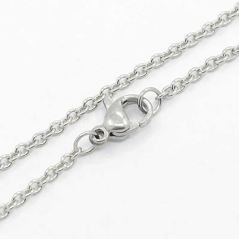 

16.9" Unisex 304 Stainless Steel Cross Chain Necklaces with Lobster Claw Clasps Silver Color Simple Style Necklace Jewelry Gift