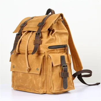 

Nesitu High Quality Vintage Yellow Coffee Army Green Grey Canvas Women Men Backpacks 14'' Laptop Men Travel Bags #M5358