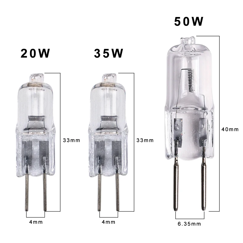 AC12V галогенная лампа из бисера G4 20 Вт 35 Вт светильник с регулируемой яркостью G6.35 50 Вт вольфрамовые галогенные лампы теплый белый для хрустальной лампы Люстра