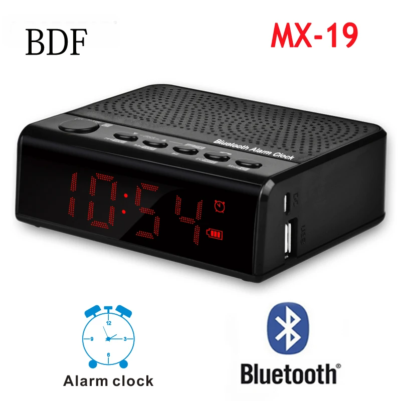 

BDF Portable Mini Wirelss LED Alarm Clock Bluetooth Speaker Hands-free Calls FM Radio receiver Support TF Card MX-17 receiver