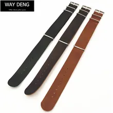 Way deng-Для Мужчин's Винтаж зулу кожаный ремешок для часов 18/20 мм/22 мм/24 мм серебро булавки с высоким голенищем, молнией и застежкой с пряжкой; ремешок для часов аксессуары-Y032