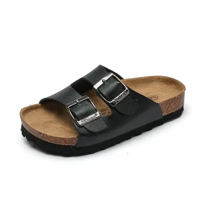 Boys Sandals Summer Style Children Leather Shoes Kids Beach Shoes for Girl Boys Cork Slipper
