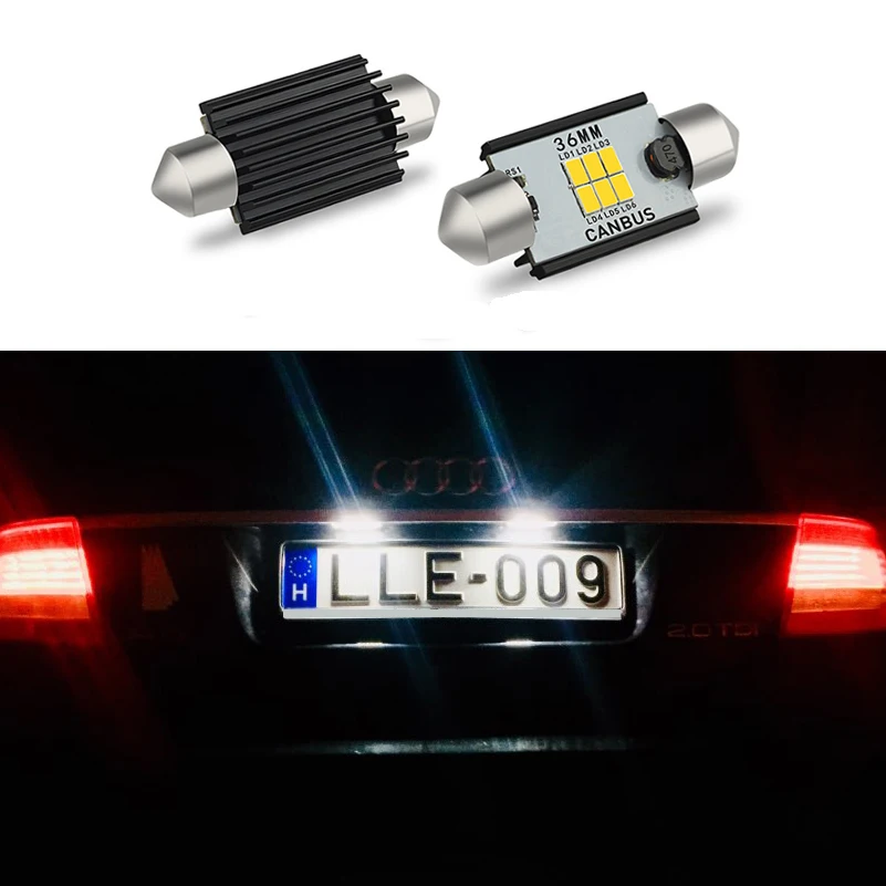 2x CANBUS Белый 36 мм C5W светодиодный номерной знак света лампы 3020SMD для Audi A3 8 P 8L A4 B5 B6 A6 C5 C6 C7 Q3 Q5 Q7 A8 TT