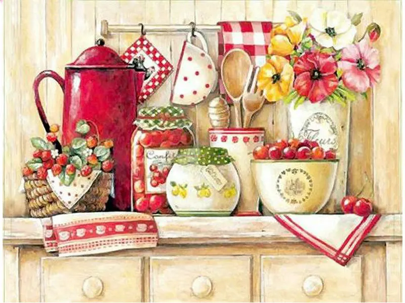 

Rhinestone Home Decoration 5D DIY Diamond Painting Square/round Kitchen Picture Cross Stitch Embroidery Gift Picture By Numbers