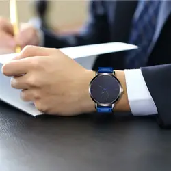 2018 мужская деловая мода уникальный дизайн изысканный подарок кожаный ремешок аналоговые сплава наручные кварцевые часы