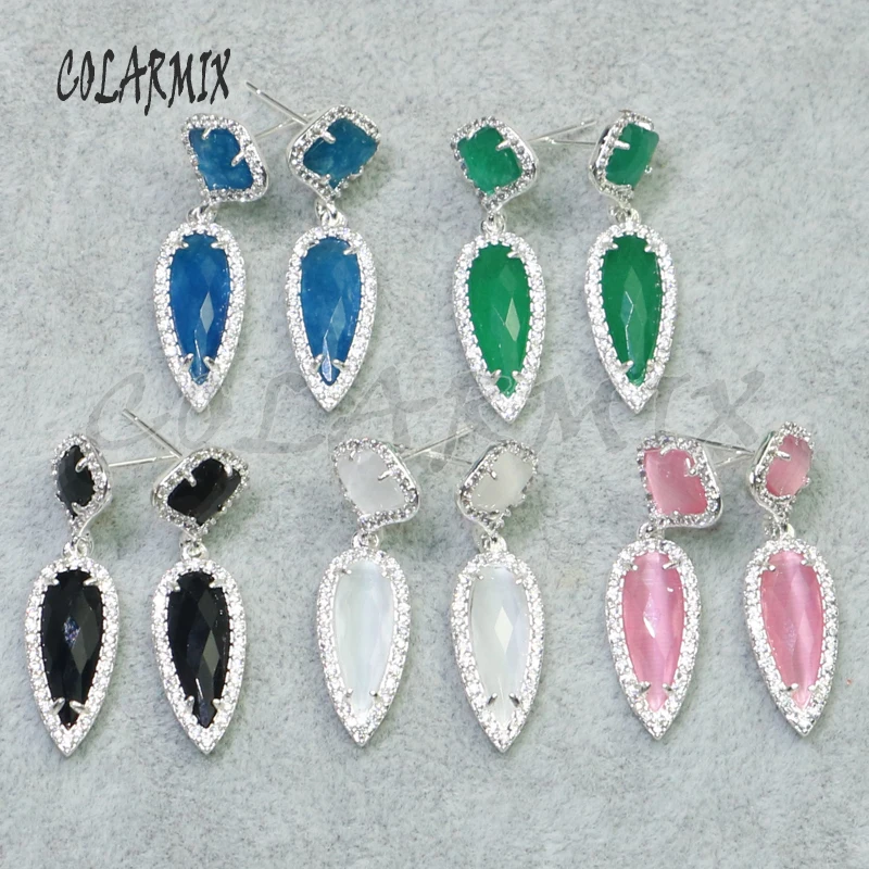 

5 Pairs Arrow earring stone earrings rainbow stone earrings Fashion jewelry for women gift for lady dangle earrings 9180