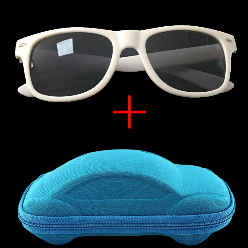 Модные детские солнцезащитные очки для мальчиков и девочек детские солнцезащитные очки UV400 зеркальные очки с подарочной коробкой для детей - Цвет линз: Whigrey and blue cas