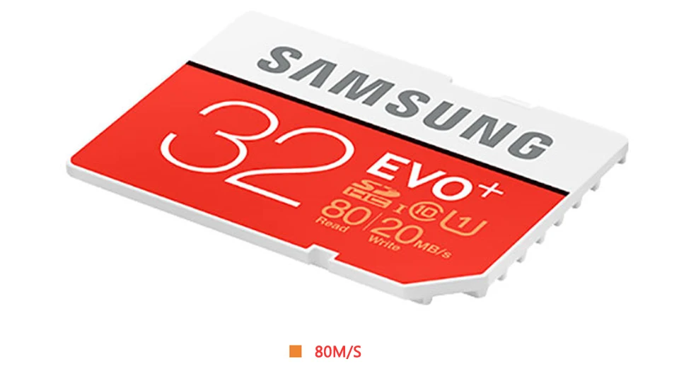 100% Оригинальные samsung EVO + 16 ГБ/32 ГБ/64 ГБ SD карты Class10 карты флэш-памяти Макс до 80 МБ/с. высокое Скорость Камера SD карты видеокамера