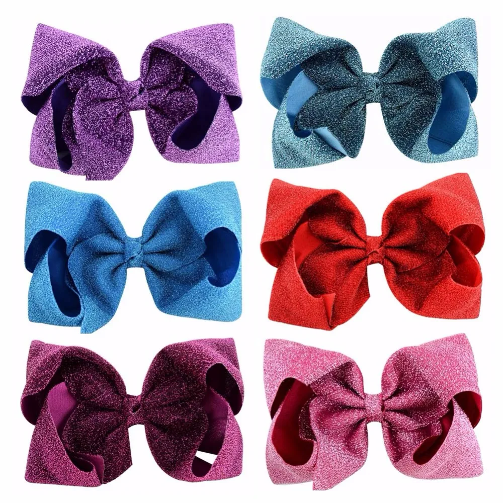 

6pcs/lot Fashion 8 inch printing big butterfly clip Glitter fabric hairpin girl's handmade hair accessories 849