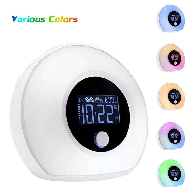 

5W LED Smart Touch Night Light Alarm Clock USB Charging Colorful bluetooth Music Speaker With LCD Digital Time Display Desktop