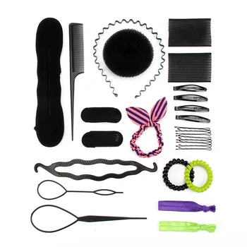 

1Set DIY Hair Styling Hair Accessories Tools Kit Set Hair Bun Maker Clip Hairpins Headbands Roller Twist Sponge Donut Hairstyles