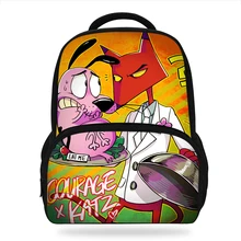 Cartoon Courage The Cowardly Dog Orthopedic Kindergarten Backpack Grade 1-2 School Bags For Kid Light Books Bag For Boys/Girls