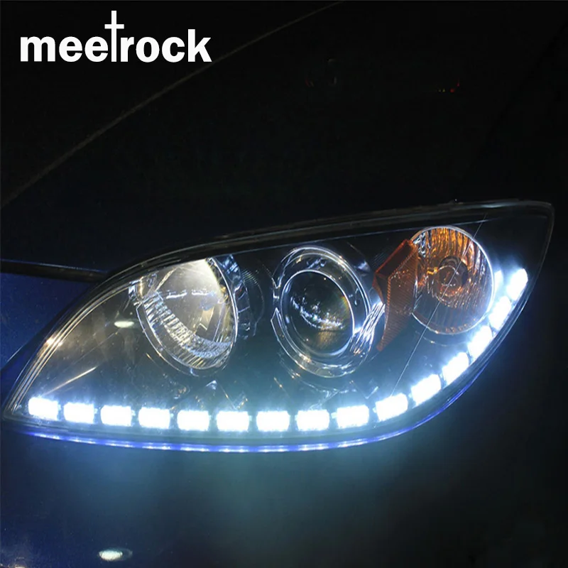 

Meetrock newest 2pcs double color crystal eye LED daytime running light DRL turn signals external lights waterproof 12V SMD