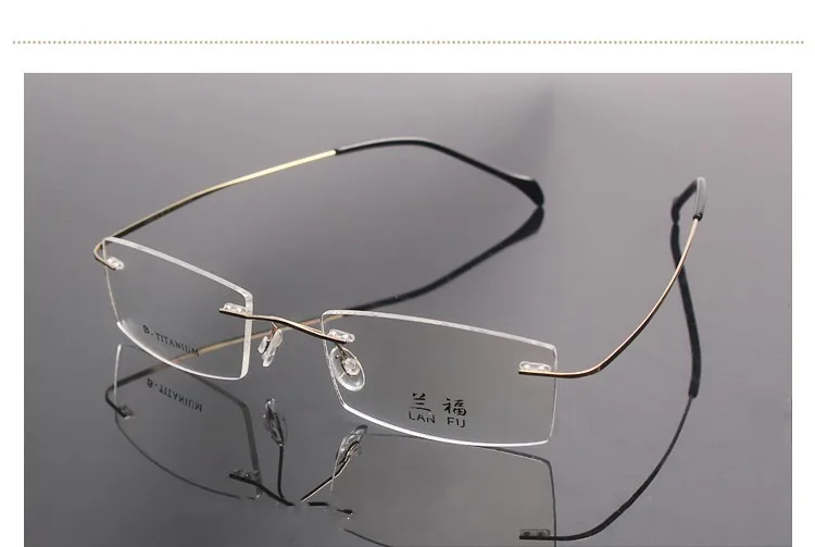 Оправы Оправы Брендовые мужские Titanium гибкие очки Золото оправы для очков плотная Китай Безрамное очков myopia1004