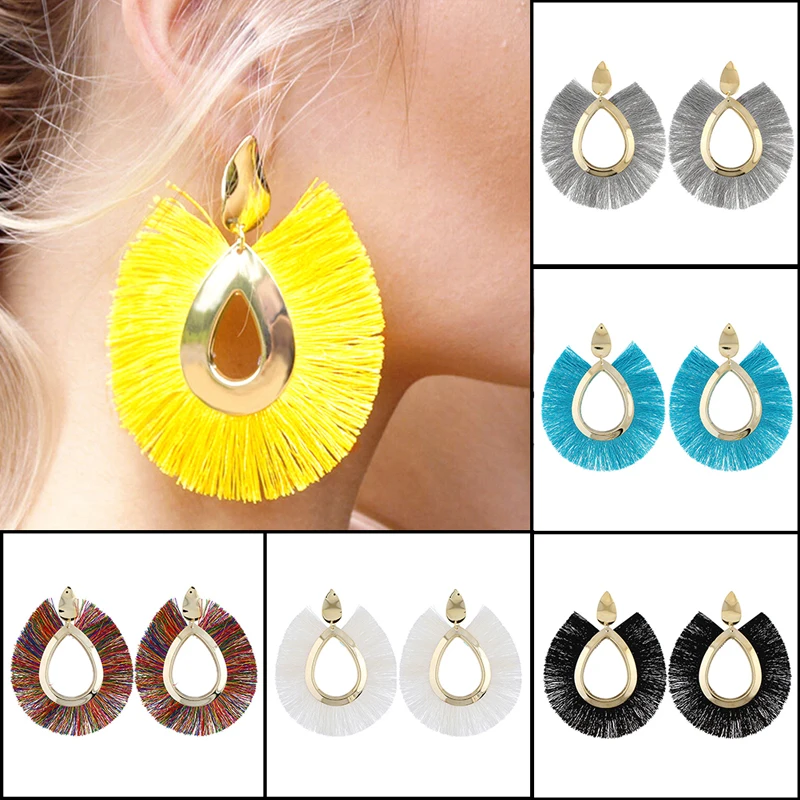 2019New Bohemian Tassel Earrings For Women Female Summer Style Hanging Drop Earrings Holiday Big Fringe Earings Fashion Jewelry