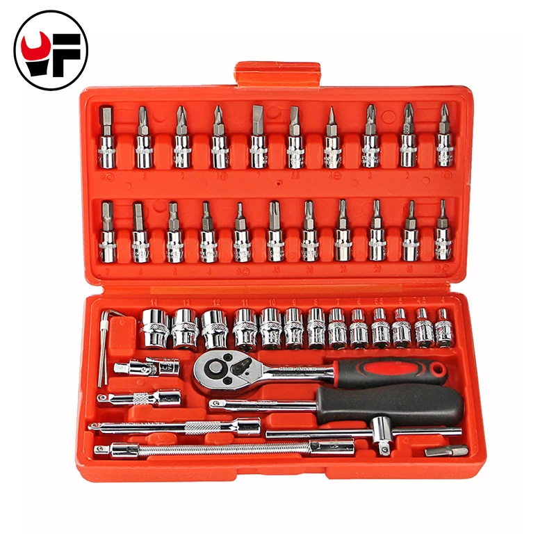 46pcs Socket Screwdriver Set Ratchet allen hex key Wrench A Set OF Keys