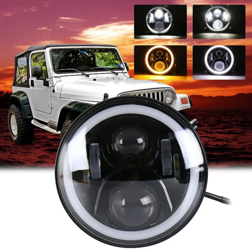 

7 Inch LED Headlight Round Shape Refitting Headlight Halo Projectors and Halo Fog Lights for Jeep for Wrangler