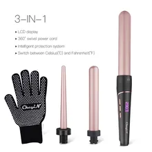 3 в 1 щипцы для завивки волос Профессиональные 9 мм/25 мм/32 мм щипцы для завивки волос большая волна локоны турмалин керамическая плойка Инструменты для укладки 35