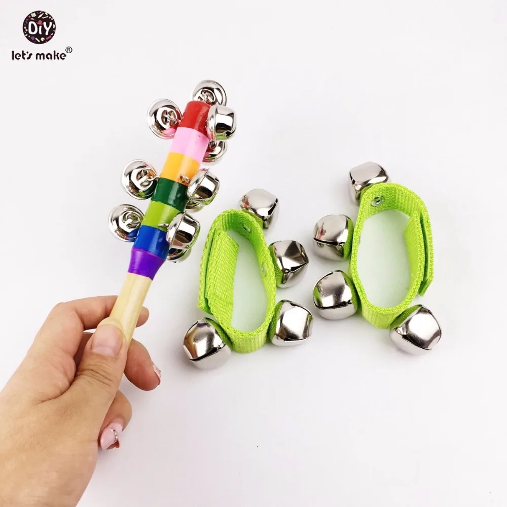 

Let's make Wooden Toys Bell Stick Colorful Montessori Child Gift Rattle 3pc/set Toy For Christmas Gift Toys