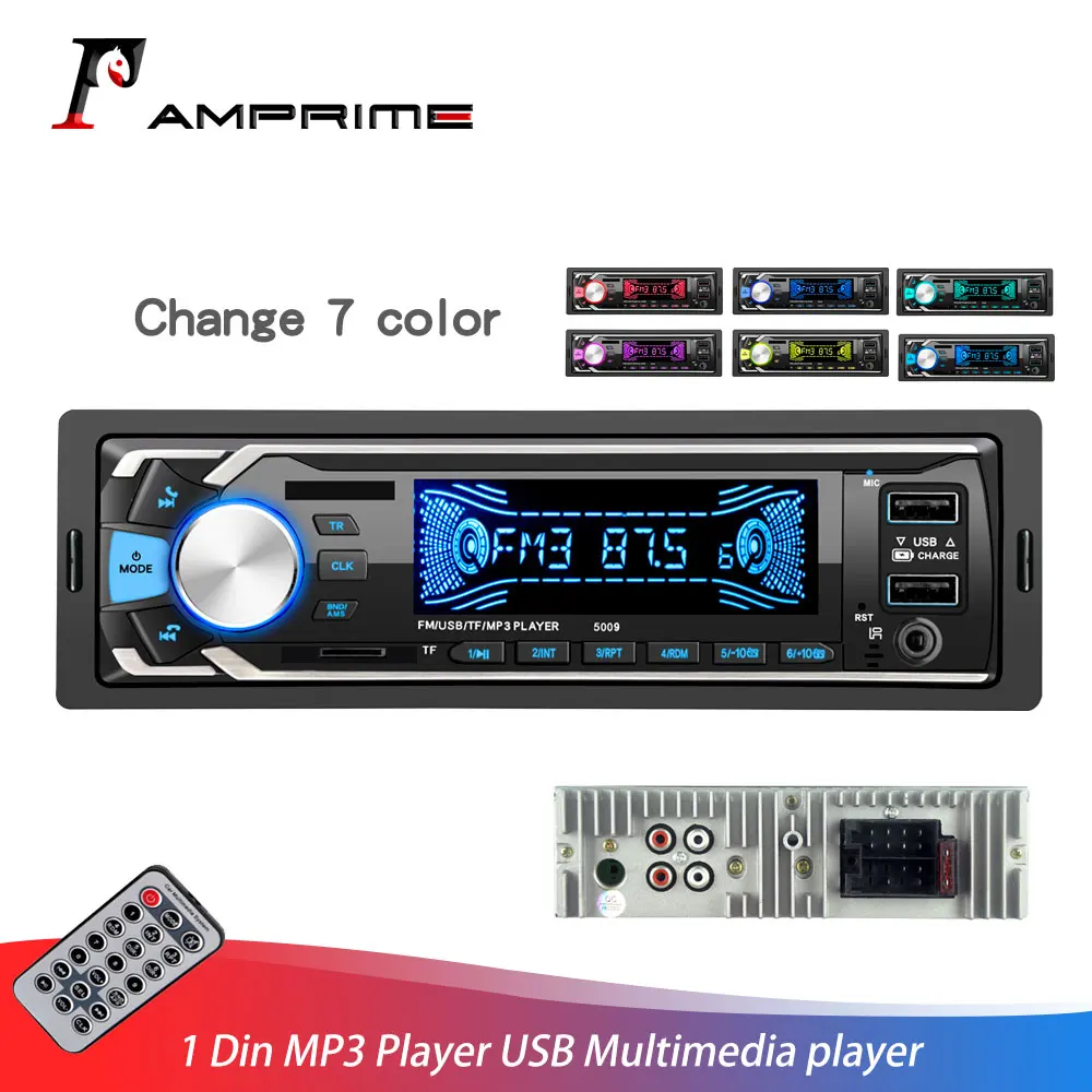 AMprime 1 din MP3 плеер автомобильное радио Авто Аудио Стерео FM стерео AUX Bluetooth USB быстрая
