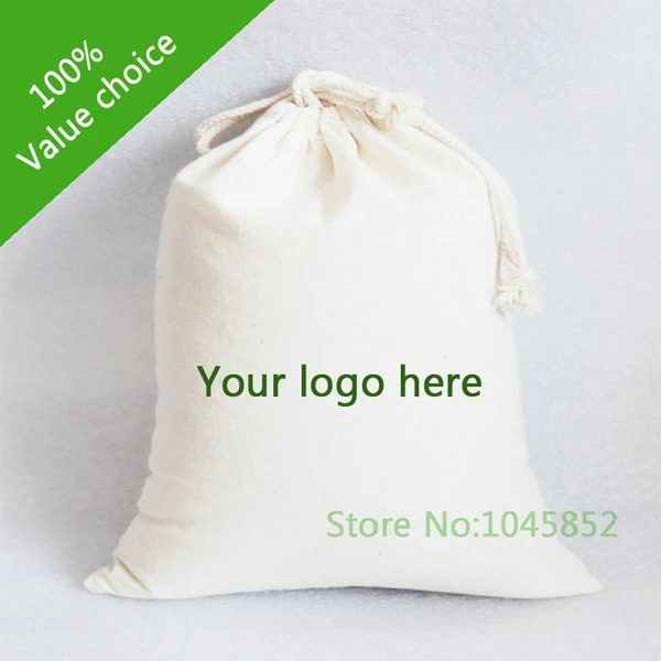 Us 450 0 500 Pcs Lot W25 H30cm Custom Made Cotton Drawstring Gift Bags Small Dust Bag Packaging For Storage With One Color Logo In