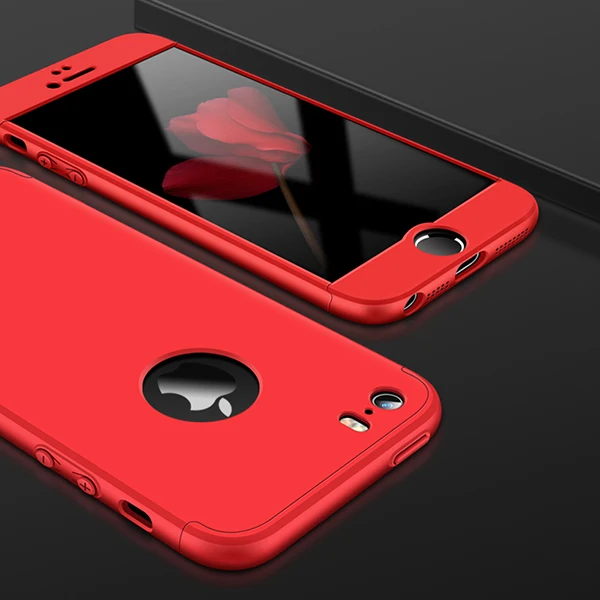 Удобный матовый противоударный 360 Защитный чехол для iPhone 5 5S 5SE тонкий бампер жесткий защитный чехол для 6 6S 7 8 4," 5,5" на X 5,8" - Цвет: Red