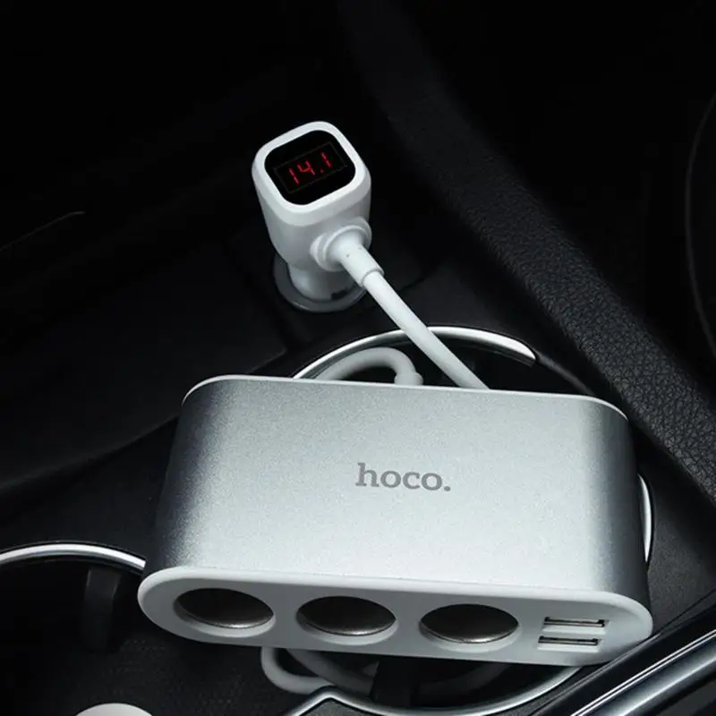 Автомобильное зарядное устройство HOCO Z13 с двумя USB портами 2 1 А 3 розетки
