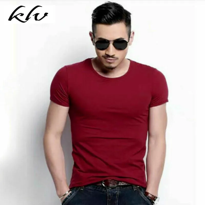 

4 Colors Mens Trendy Short Sleeve T-Shirts Classic Basic Solid Color Workout Sports Blouse Casual Slim Fit O-Neck Pullover Tops