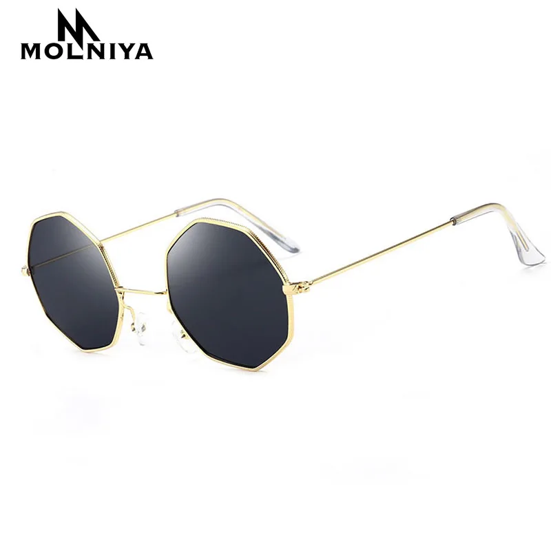

MOLNIYA 2019 Sunglasses Women Brand Designer Metal Small Frame Polygon Clear Lens Sunglasses Men Vintage Sun Glasses Hexagon