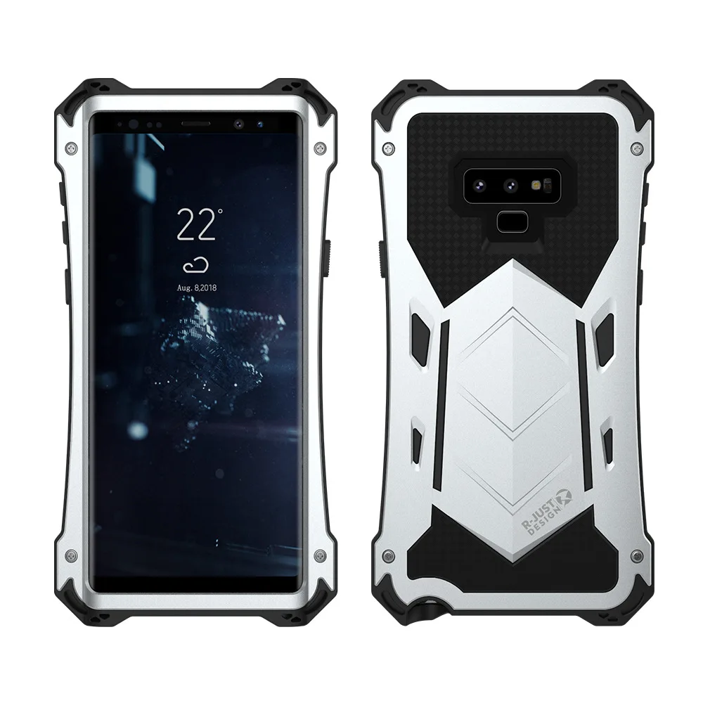 Для samsung Galaxy Note 9 чехол, закаленное стекло, защита экрана, сверхпрочная защита, металлический силиконовый алюминиевый чехол для телефона Note9 - Цвет: Silver-Armor