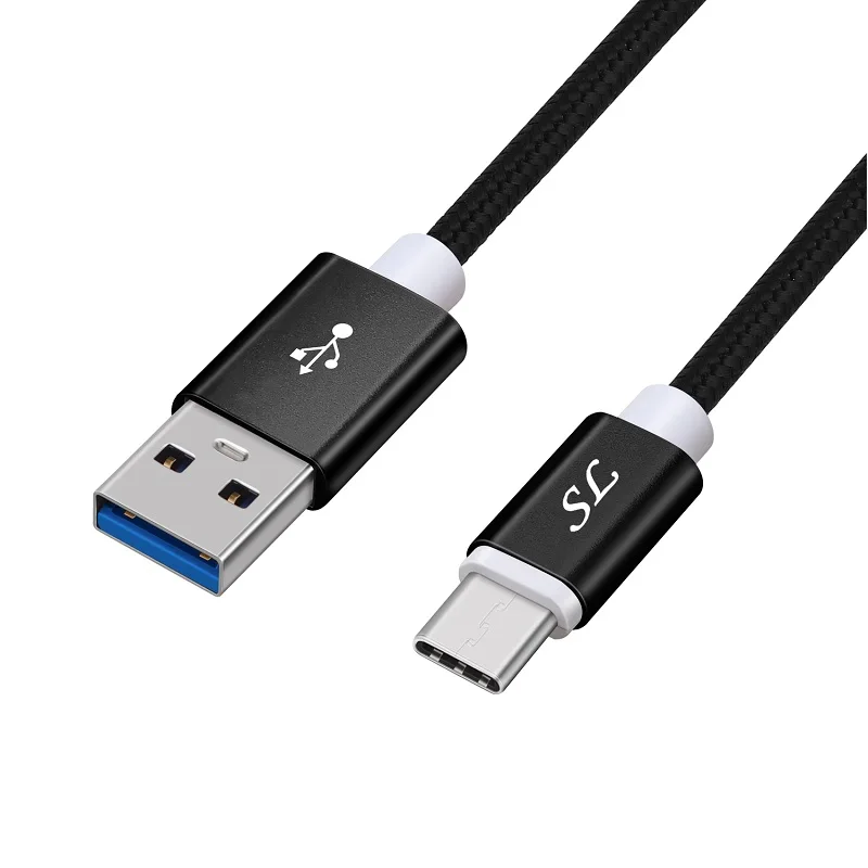 10 шт./лот usb type C 3,0 кабель с нейлоновой оплеткой для быстрой зарядки и синхронизации для Xiaom Redmi samsung S9 S10 Plus USB C - Цвет: Черный