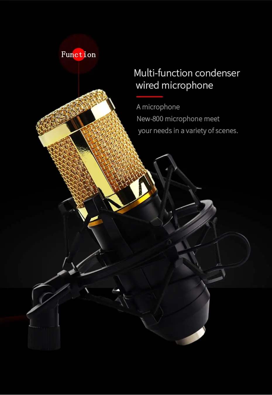 BM 800 конденсаторный микрофон bm800 48V Phantom power Mic звуковая карта с подставкой поп-фильтр Tritop для компьютера ПК видеозапись