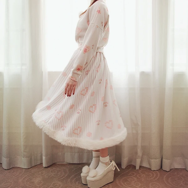 

Princess sweet lolita skirt Bobon21 Exclusive design Really beautiful Big skirt Plush lace printing Long skirt B1289