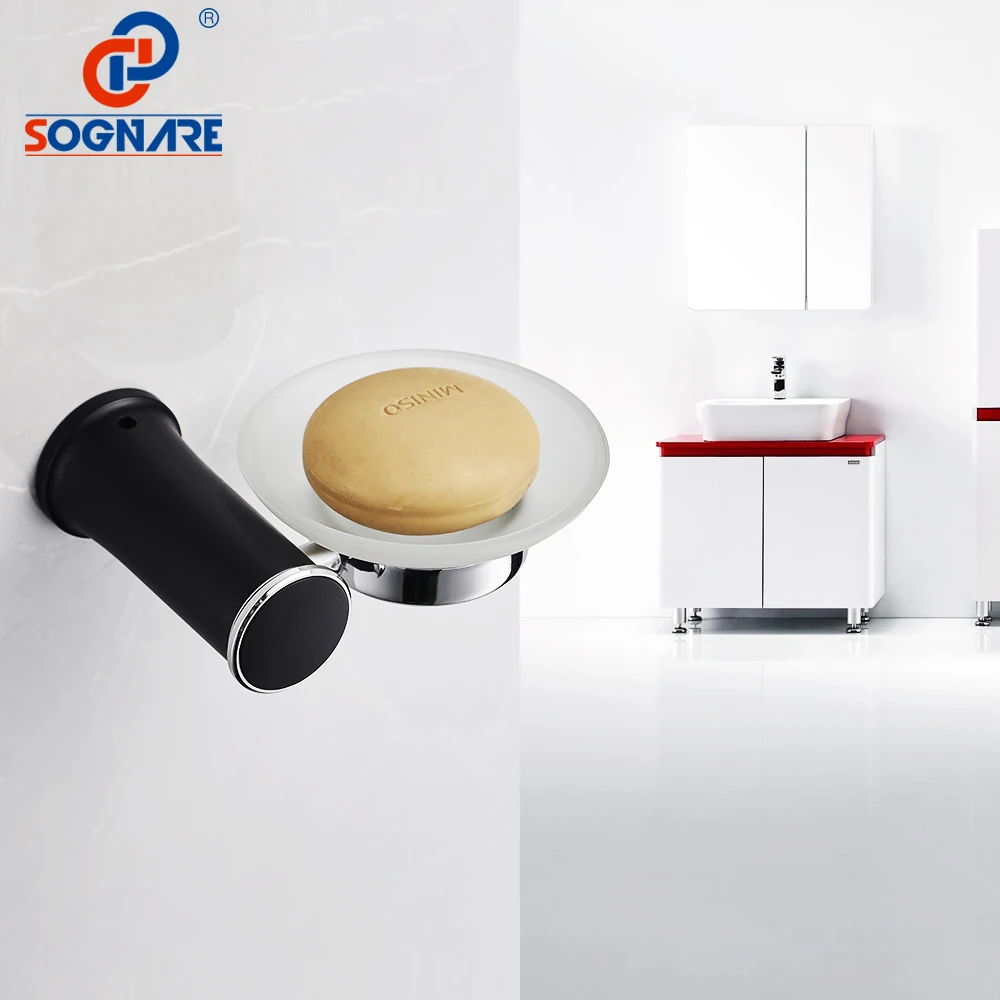 SOGNARE Black Soap Dish Set ABS Plastic Soap Dishes for Shower Soap