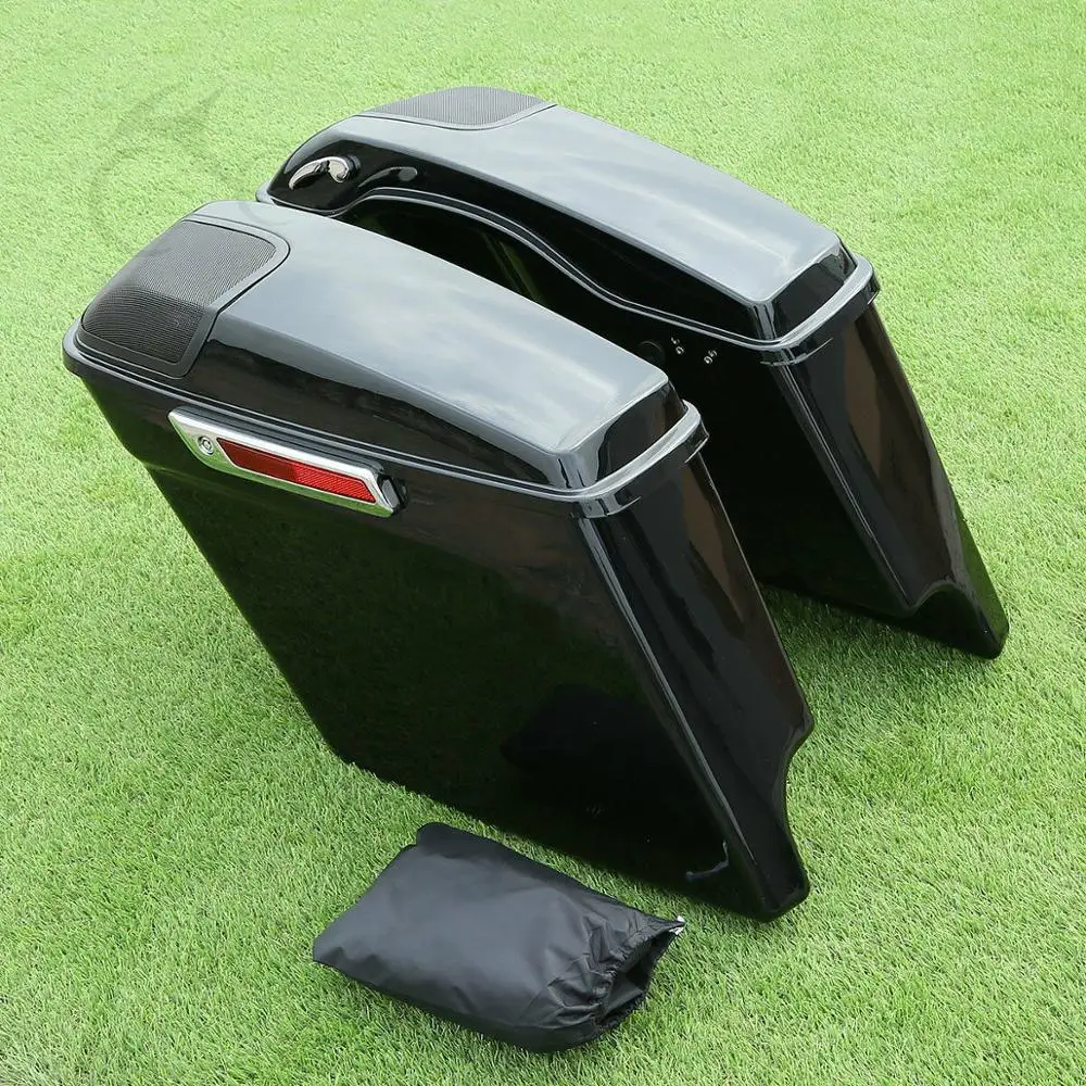 Motorcycle Stretched Extended Saddlebags + Speaker Grill For Harley Touring Road Glide Electra King 2014-2021 2019 18 |