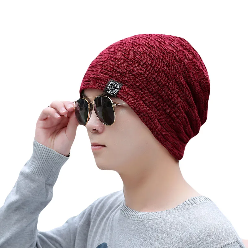 Красный Miaoxi зимние теплые мужские модные шапочки skullies Высококачественная Толстая шляпа шапки для мужчин крутой вязаный капот повседневные брендовые кепки mx-322 - Цвет: Красный