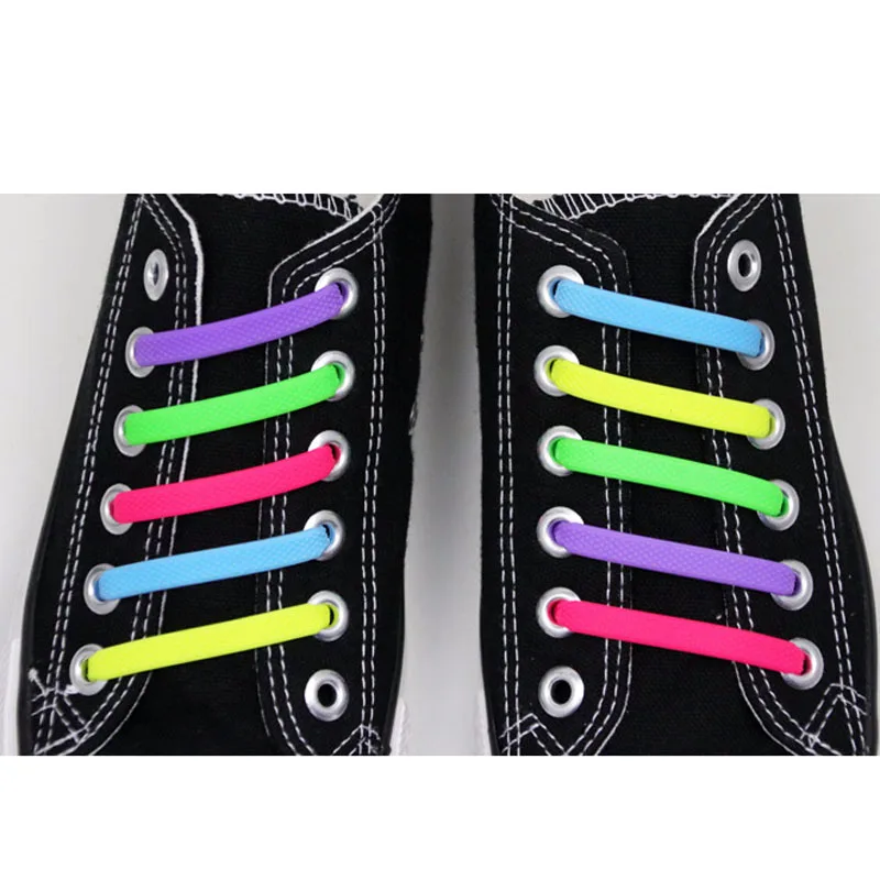 New 1 Set 16 Roots New Fashion Unisex Adults Kids Women Racing Sports Men Laces Elastic Silicone Shoe Lace All Strapless Sneaker