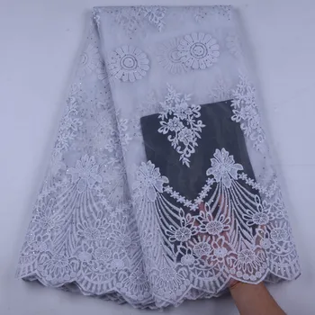 

Milk Silk Lace Fabrics High Quality Net Lace Embroidery Fabric With Stones French Tulle Lace Fabric For Wedding Dress A1653