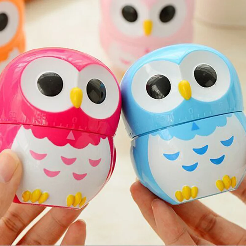 

Owl Cartoon Kitchen Timers 60 Minutes Cooking Mechanical Home Decorating Blue Dial Timers High Quality Kitchen Tools Gadget