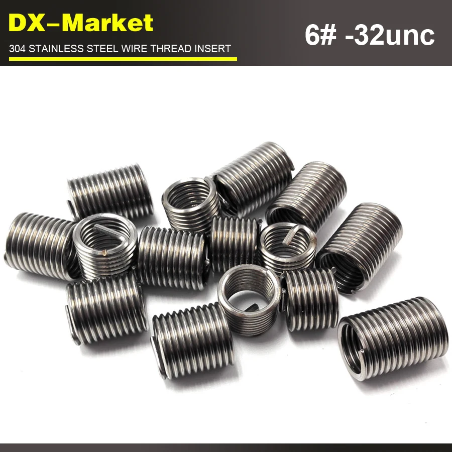 6 32unc x1D , 100pcs , 304 stainless steel 6 unc thread insert