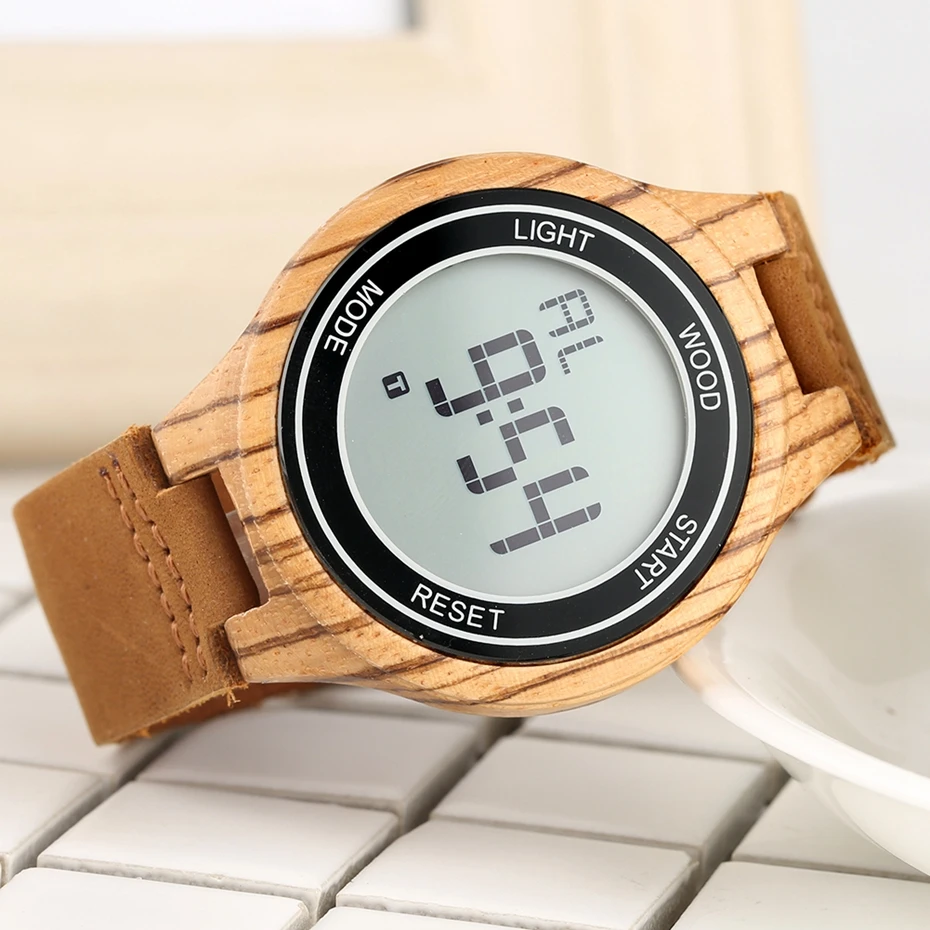 Часы со светодиодным дисплеем мужские роскошные брендовые деревянные часы ночного видения цифровые часы мужские деревянные мужские наручные часы ручной работы reloj hombre