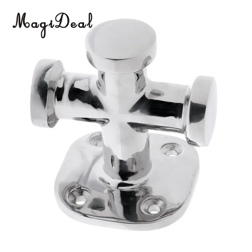 MagiDeal Heavy Duty 316 Stainless Steel Single Cross Bollard Post Square Base Mount Dock Mooring Cleat for Marine Boat Yacht
